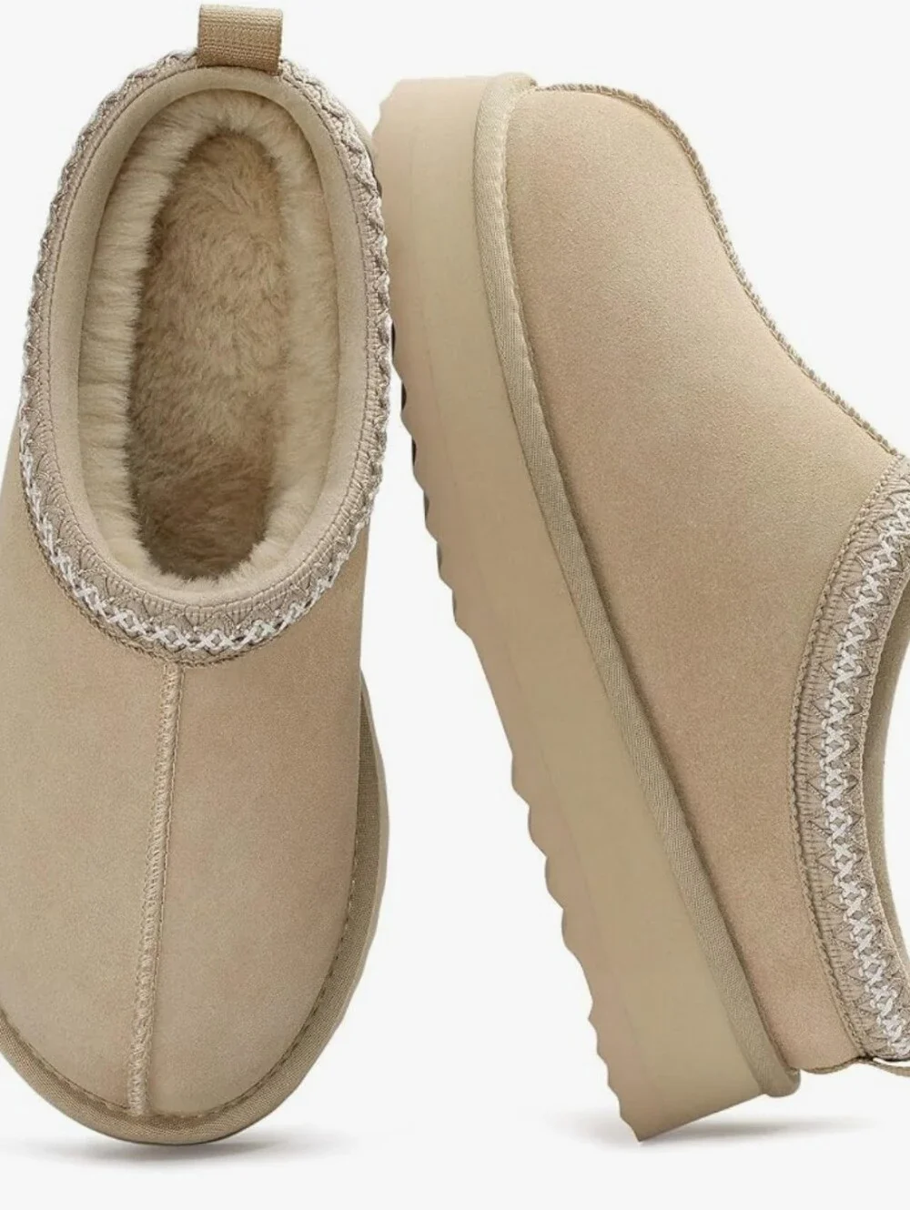 Women’s Fuzzy Winter Slip-On Clog- Sand - Picture 2 of 7